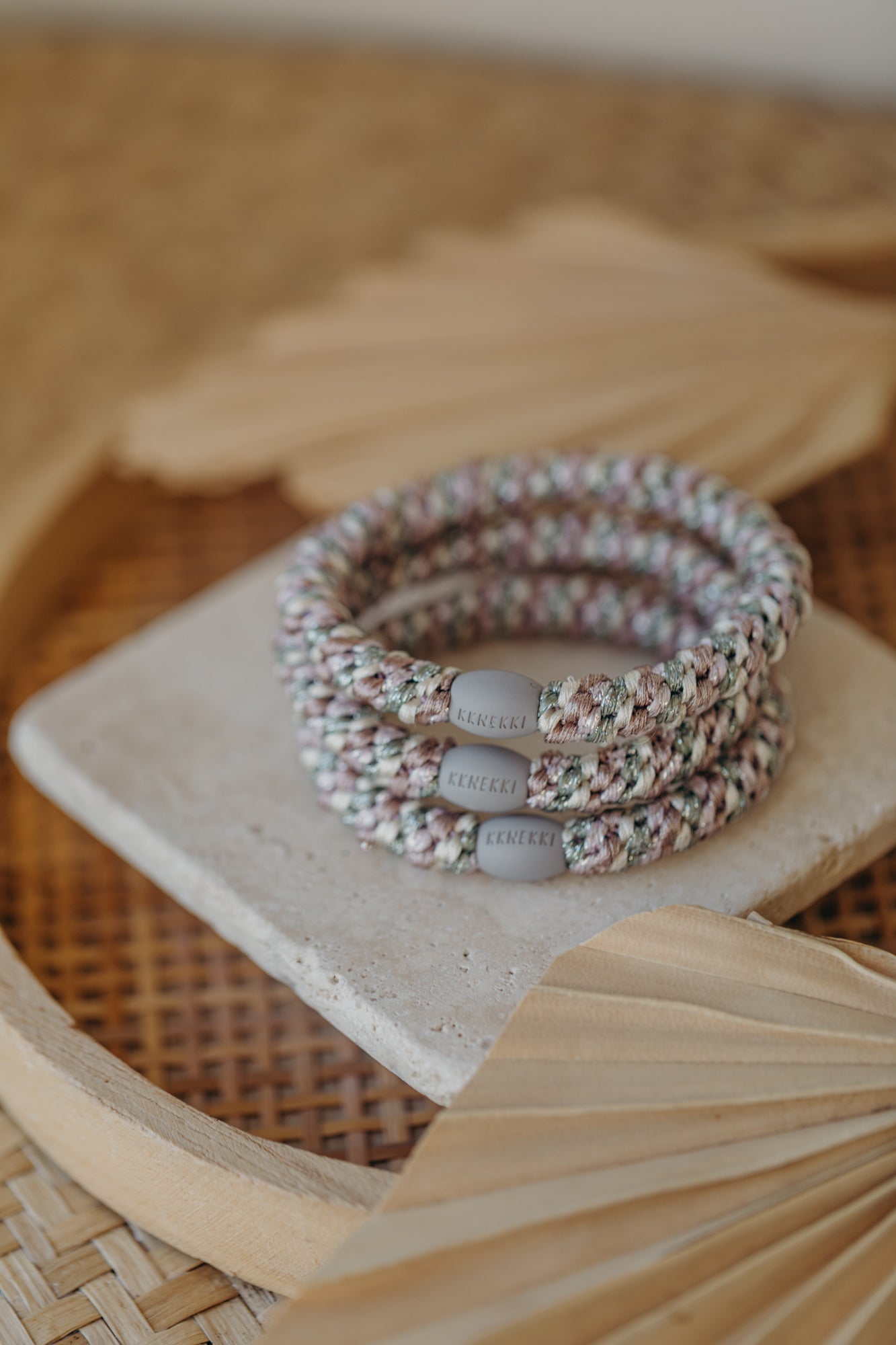 KKNEKKI Hair Tie Mix Dusty Green Light Pink Glitter