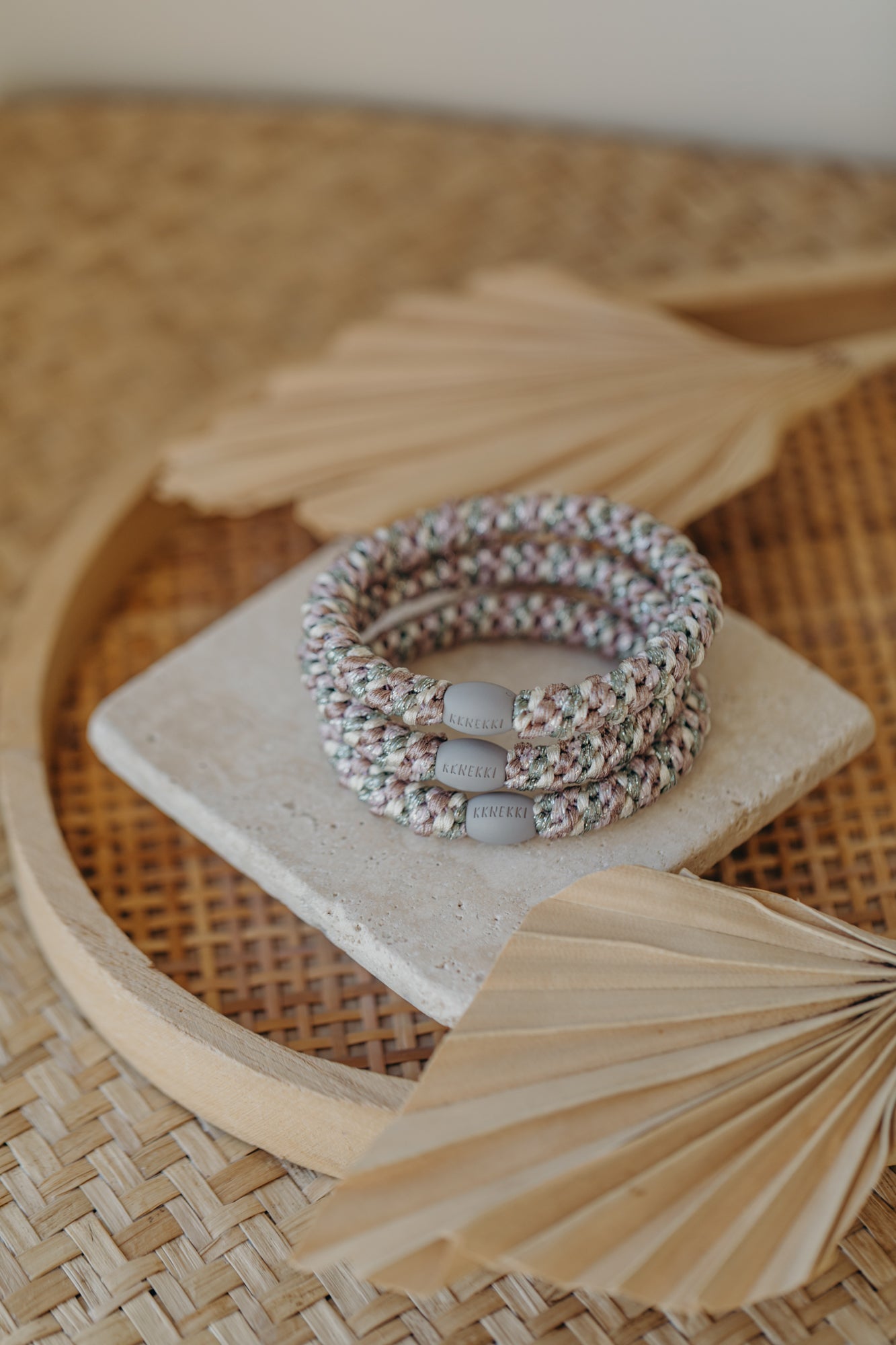 KKNEKKI Hair Tie Mix Dusty Green Light Pink Glitter