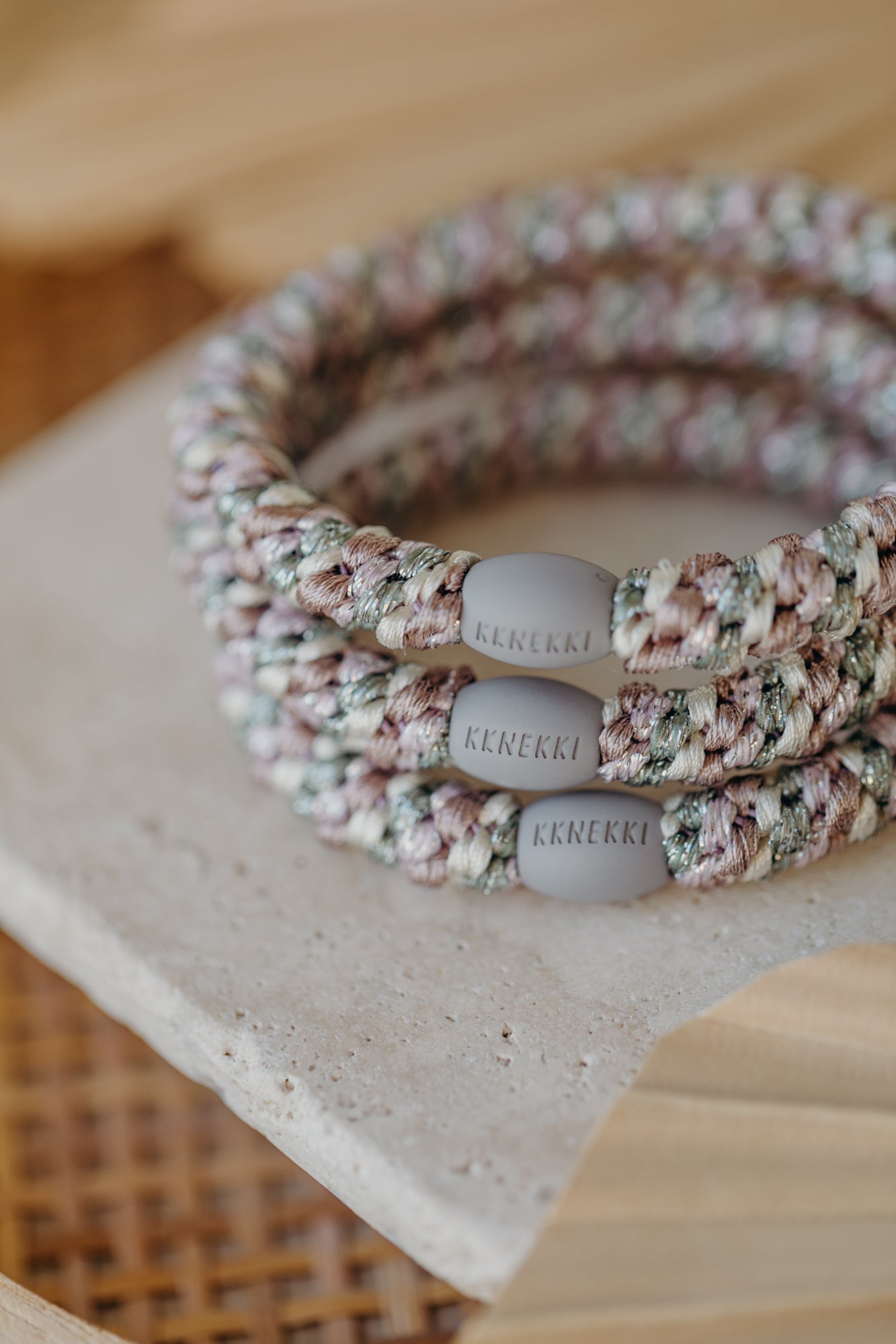 KKNEKKI Hair Tie Mix Dusty Green Light Pink Glitter