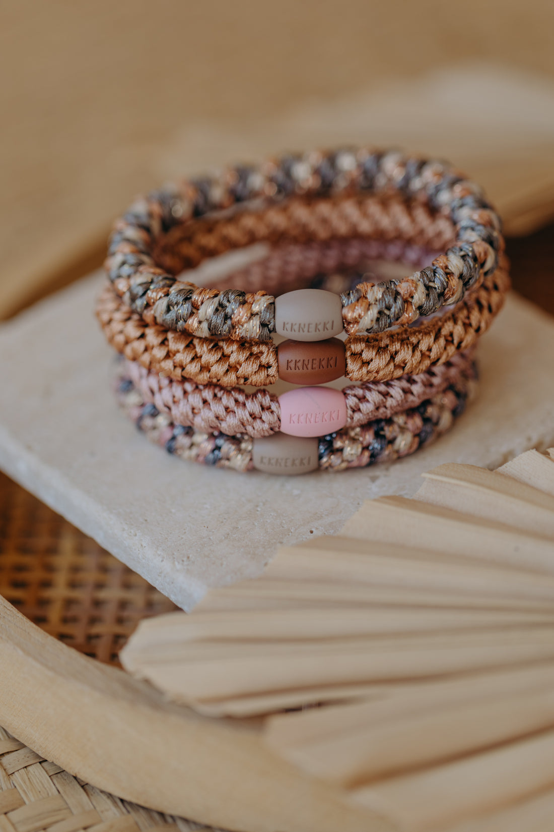 KKNEKKI Haargummi Set 024: 4 Haargummis im Set in Pastelltönen