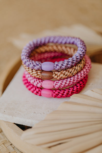 KKNEKKI hair tie set of 4 in shades of grey, green and black