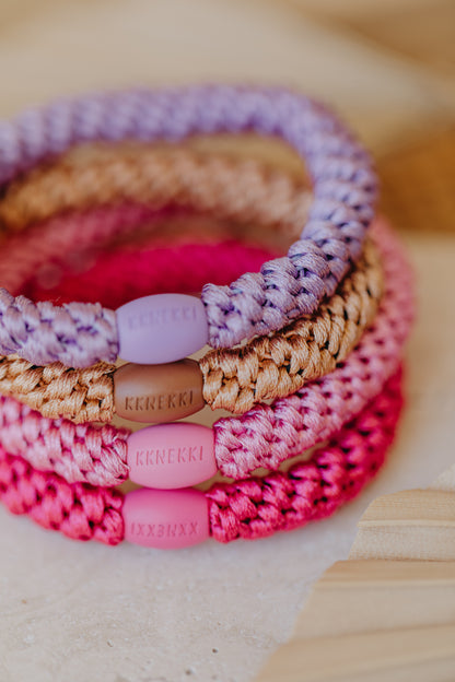 KKNEKKI hair tie set of 4 in shades of grey, green and black