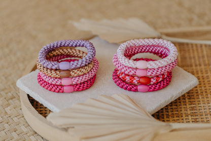 KKNEKKI hair tie set of 4 in shades of grey, green and black