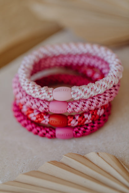 KKNEKKI hair tie set of 4 in shades of grey, green and black