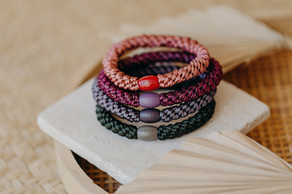 KKNEKKI Haargummi Set 030: 4 Haargummis im Set in Rot-, Grün- und Brauntönen