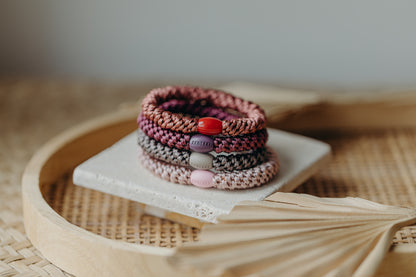 KKNEKKI Haargummi Set 032: 4 Haargummis im Set in Braun, Rosa und Beerentönen