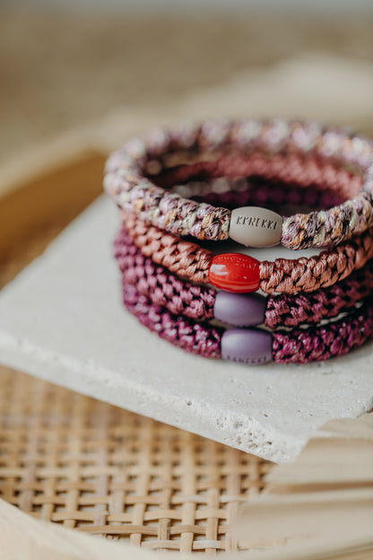 KKNEKKI Haargummi Set 033: 4 Haargummis im Set in Rosa und Beerentönen