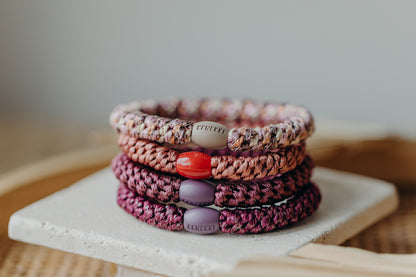 KKNEKKI Haargummi Set 033: 4 Haargummis im Set in Rosa und Beerentönen