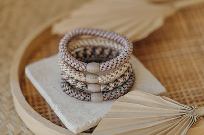 KKNEKKI Haargummi Set 038: 4 Haargummis im Set Beige Glitter, Dove, Mole Beige, Mole