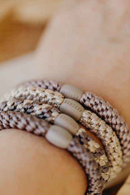 KKNEKKI Haargummi Set 038: 4 Haargummis im Set Beige Glitter, Dove, Mole Beige, Mole