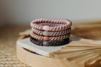 KKNEKKI Haargummi Set 050: 4 Haargummis im Set Dove, Dusty Rose, Nougat und Braun