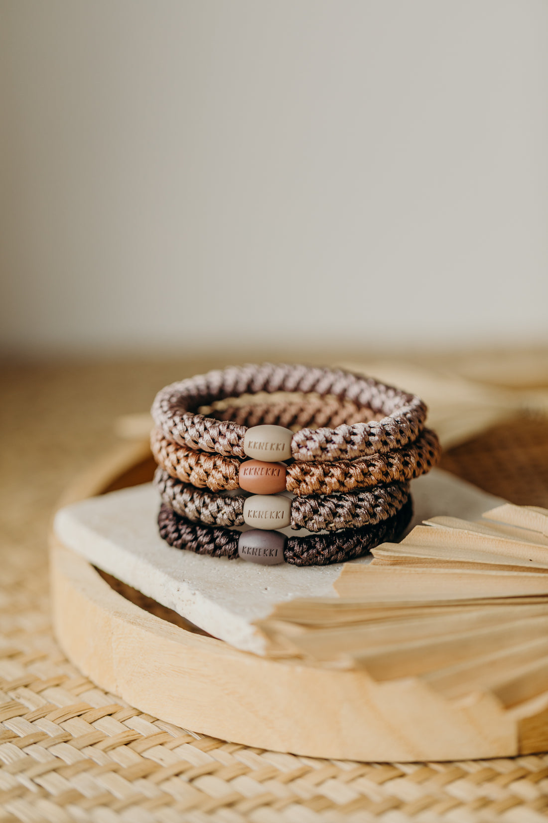 KKNEKKI Haargummi Set 051: 4 Haargummis im Set Dove, Nougat, Mole und Braun