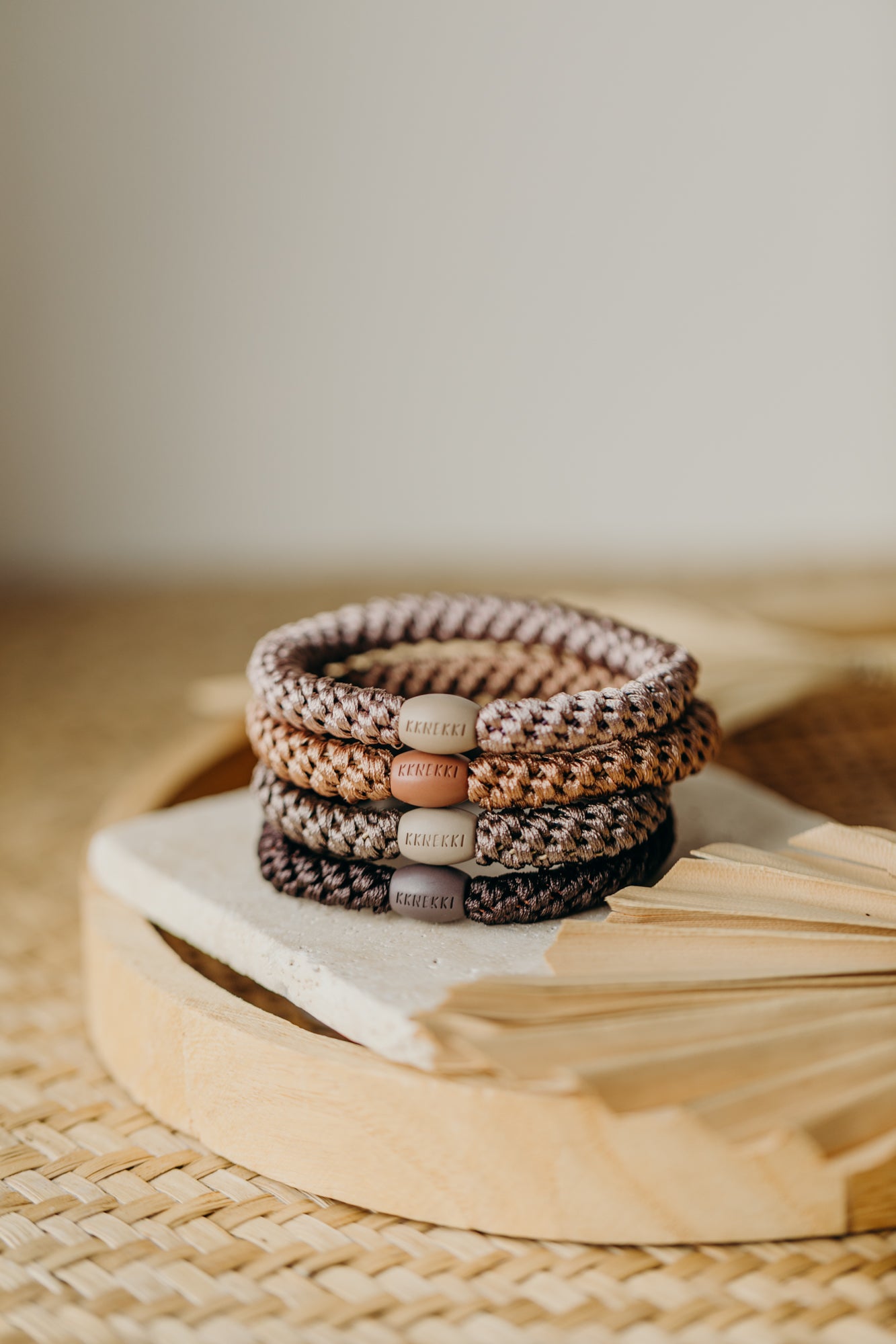 KKNEKKI Haargummi Set 051: 4 Haargummis im Set Dove, Nougat, Mole und Braun