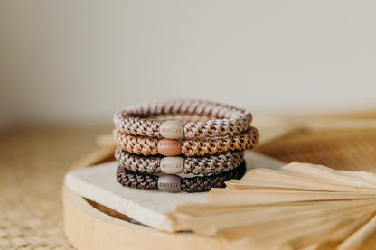 KKNEKKI Haargummi Set 051: 4 Haargummis im Set Dove, Nougat, Mole und Braun