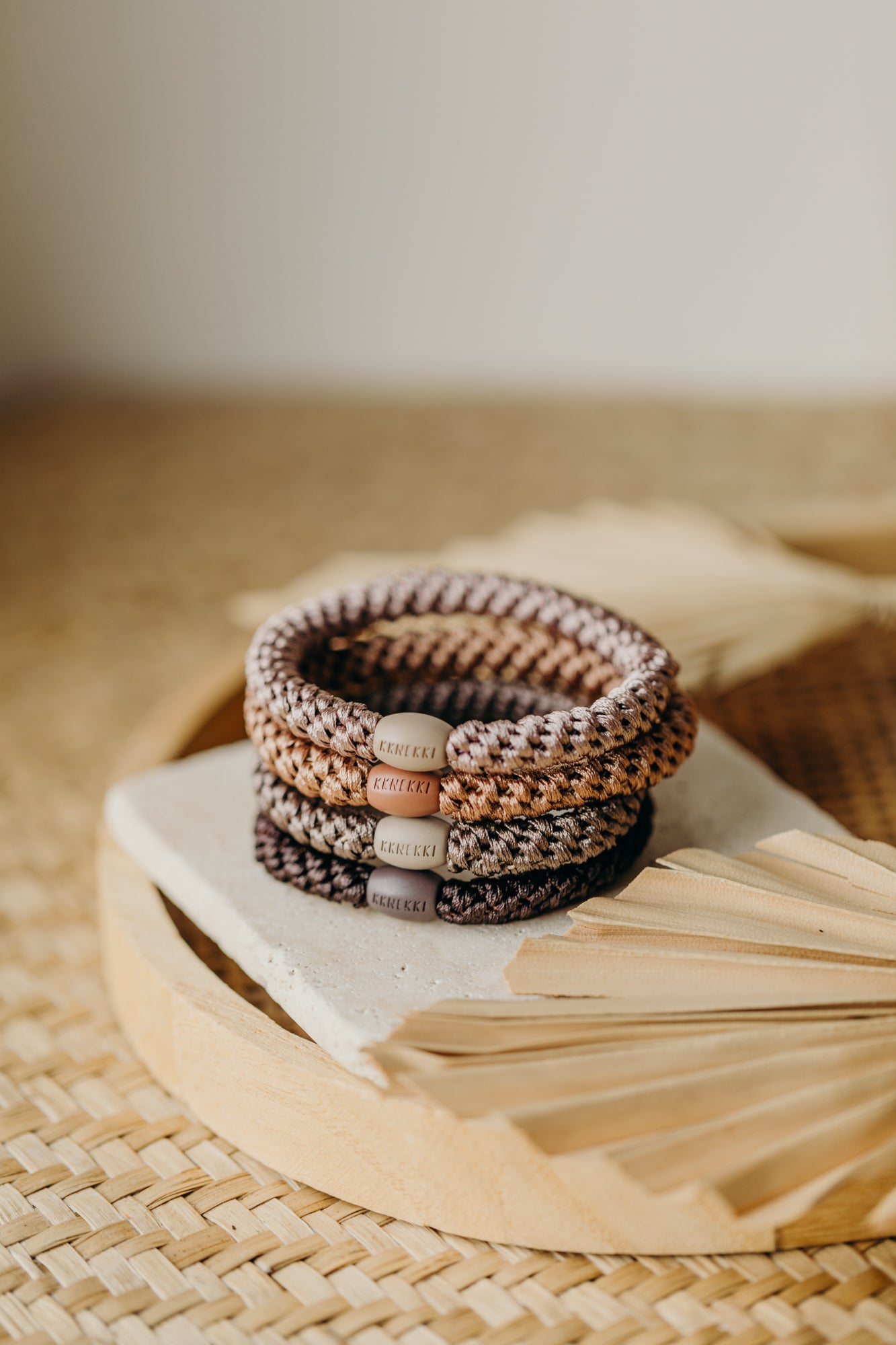 KKNEKKI Haargummi Set 051: 4 Haargummis im Set Dove, Nougat, Mole und Braun