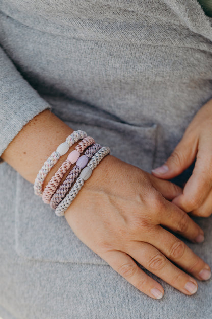 KKNEKKI Hair Tie Set 002: 4 hair ties in a set in pink and brown tones