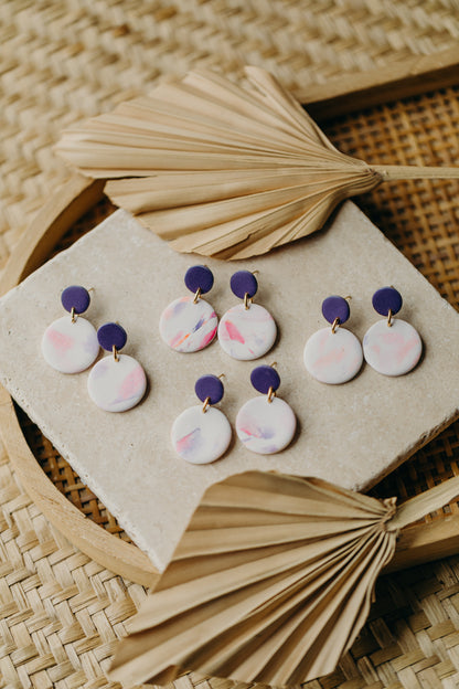 LANA - runde Ohrringe in violett/himbeere/orange