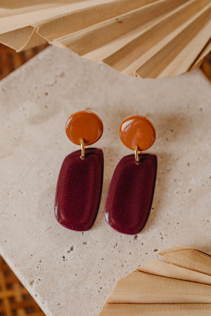 LENE - zweifarbige glänzende Ohrringe aus Polymer Ton