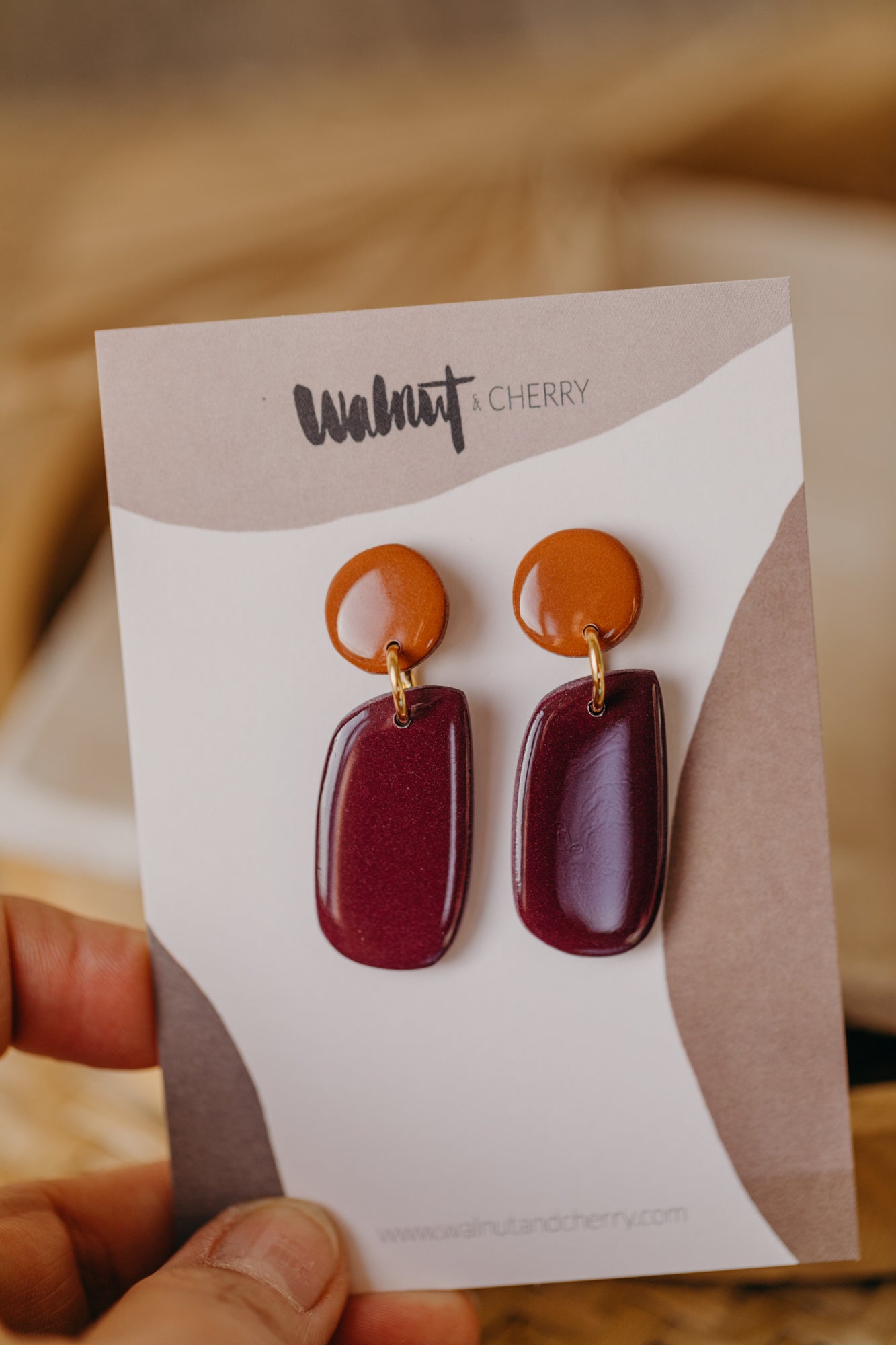 LENE - zweifarbige glänzende Ohrringe aus Polymer Ton