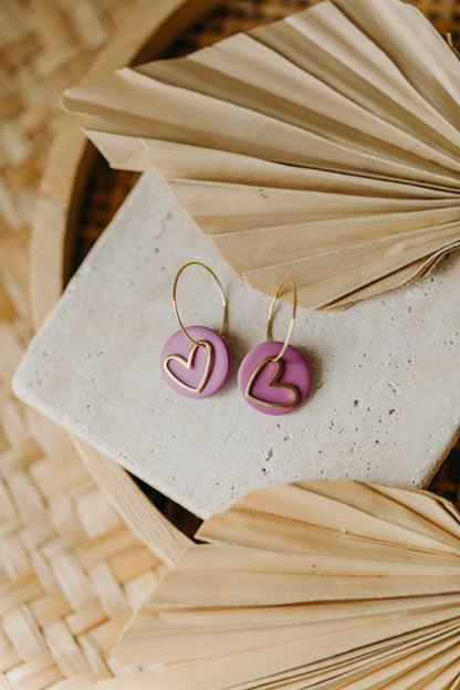 LENYA - Creolen mit Herz in Fuchsia
