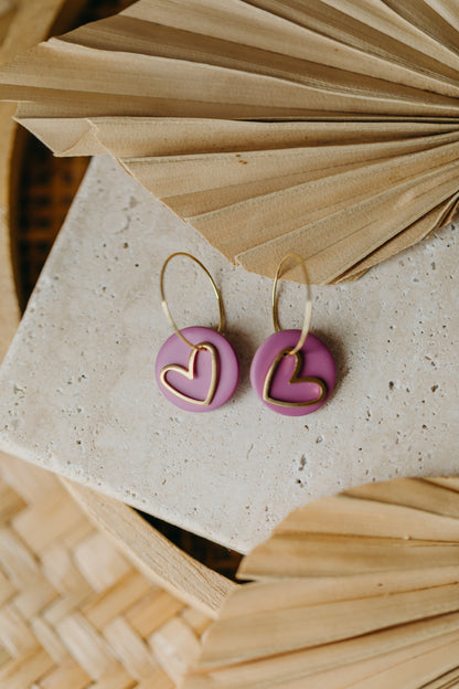LENYA - Creolen mit Herz in Fuchsia