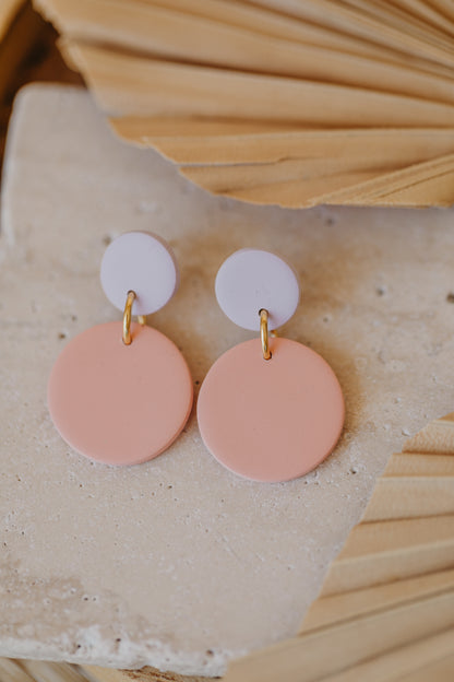 MALI - runde Ohrringe aus Polymer Ton in Pastell Lila und Peach