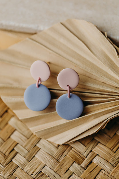 MALO - zweifarbige Ohrringe aus Polymer Ton - Rosa - Distelblau