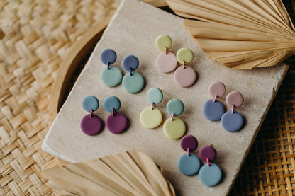 D - MALO - two-tone polymer clay earrings - Smokey Mauve - Hydrangea Blue