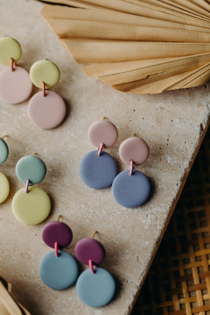 MALO - zweifarbige Ohrringe aus Polymer Ton - Rosa - Distelblau