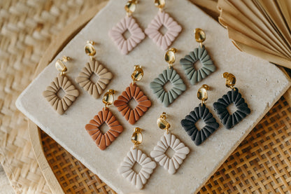 MARIE LOU - Pink Polymer Clay Diamond Earrings