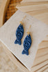 MARINA - blaue Fisch Ohrringe mit Muster