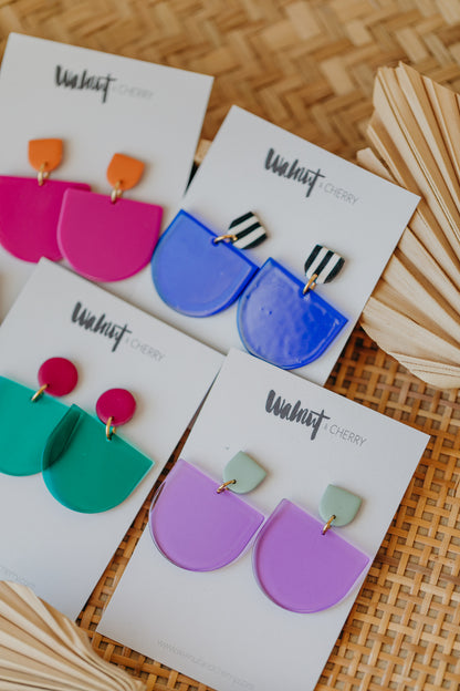 MELA - Statement Ohrringe in salbeigrün &amp; lila