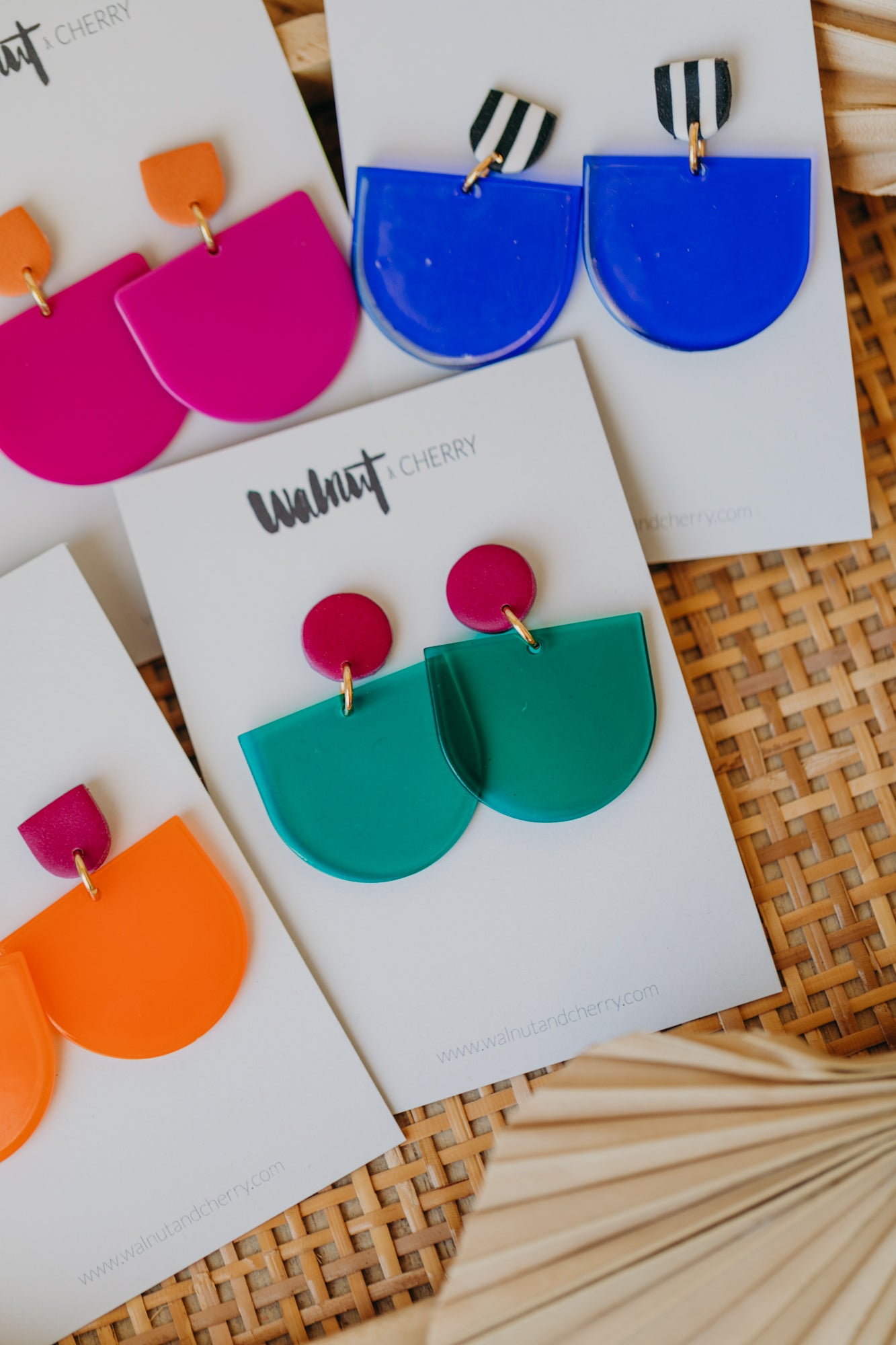 MELA – Statement-Ohrringe in Fuchsia &amp; Dunkelgrün