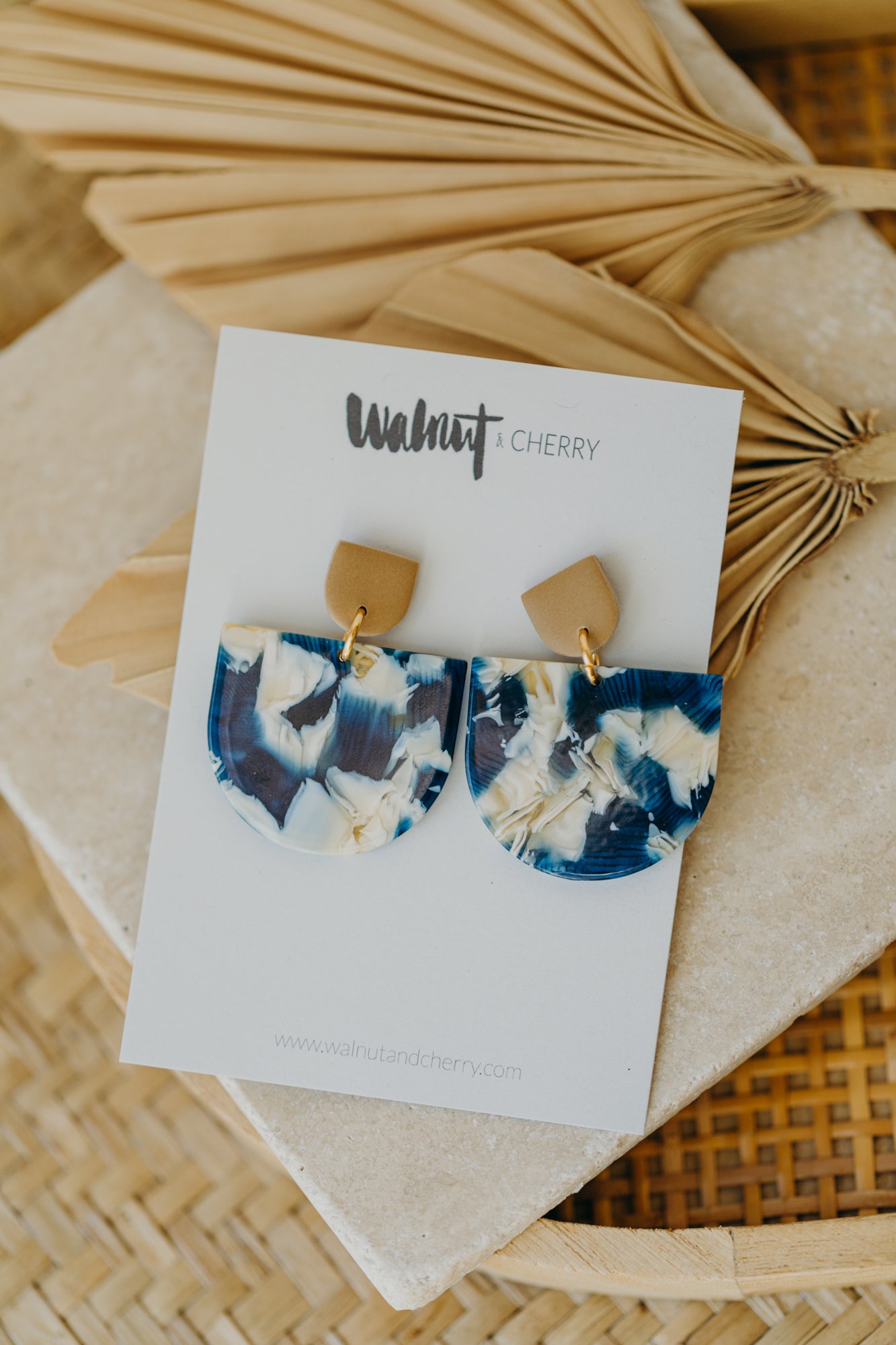 MELA - Statement Ohrringe in Blau &amp; Beige