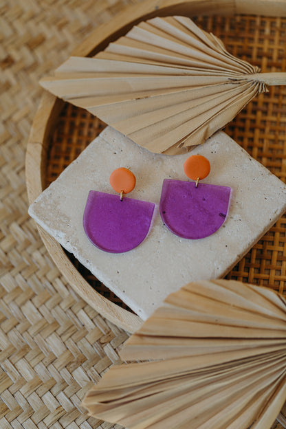 MELA – Statement-Ohrringe in Orange &amp; Lila