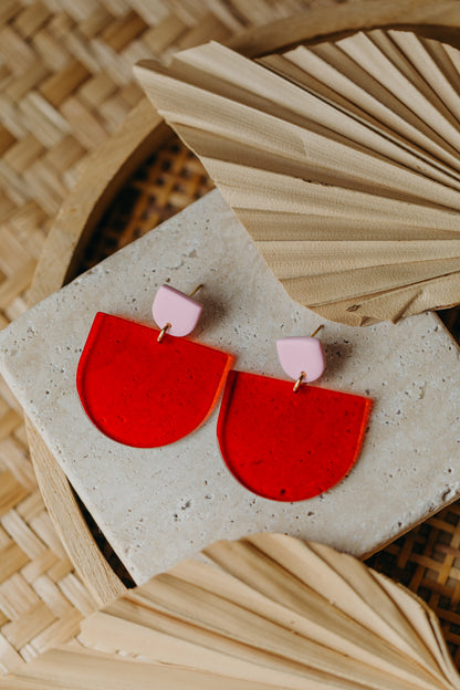 MELA - Statement Ohrringe in rot &amp; rosa