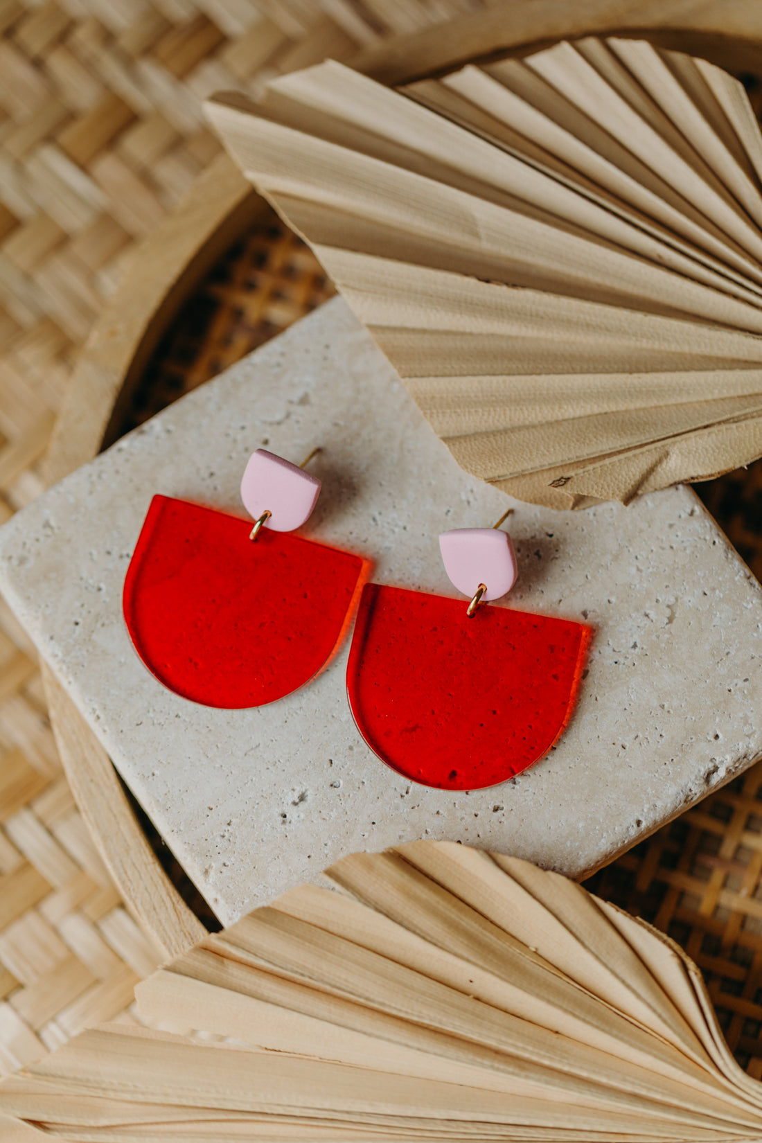 MELA - Statement Ohrringe in rot &amp; rosa