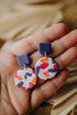 bunte Polymer Ton Ohringe mit Terazzo Muster