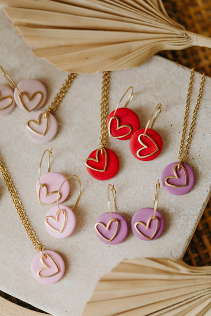 MILEA - Halskette mit Herz in fuchsia