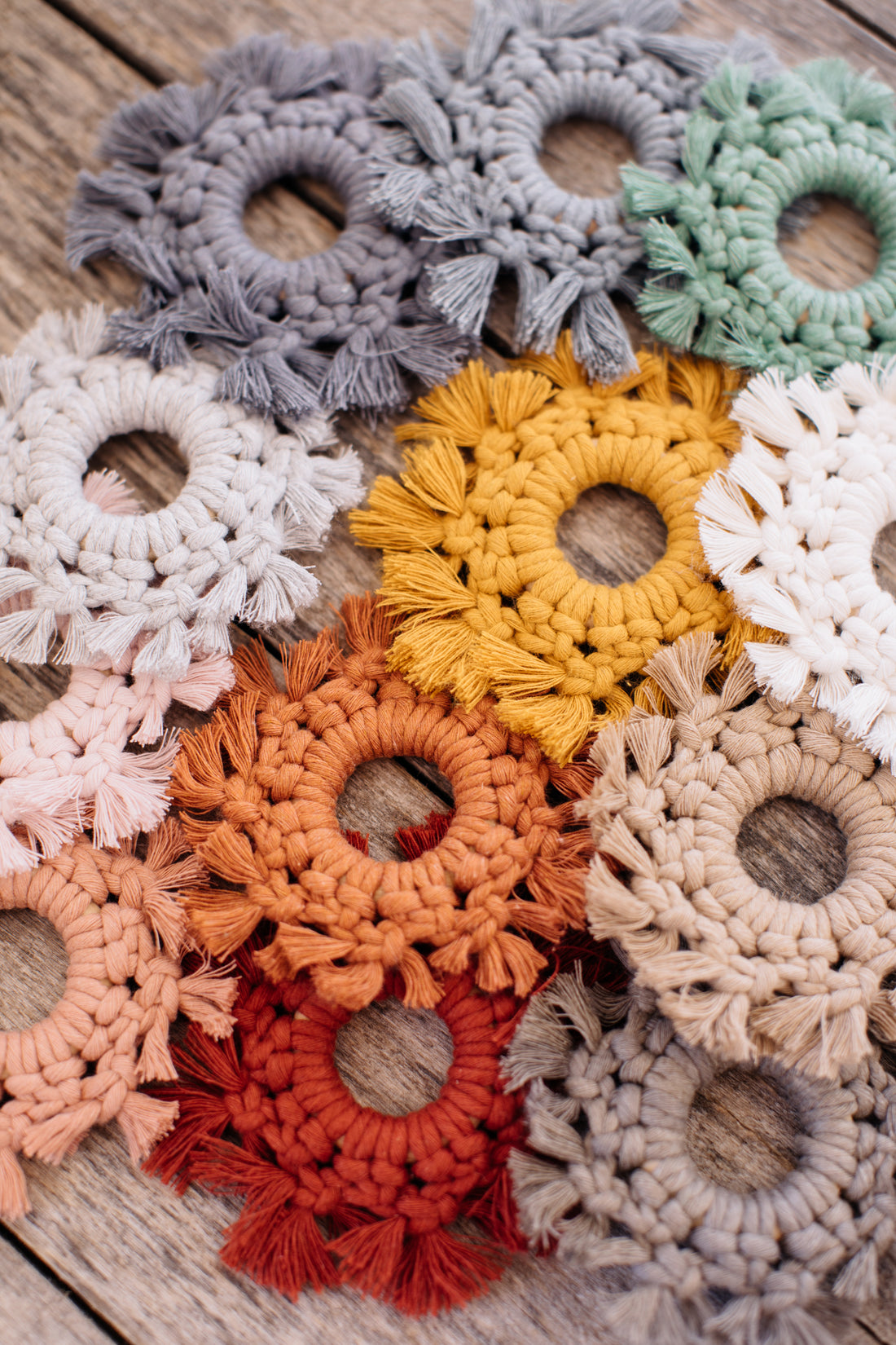 small colorful macrame stars