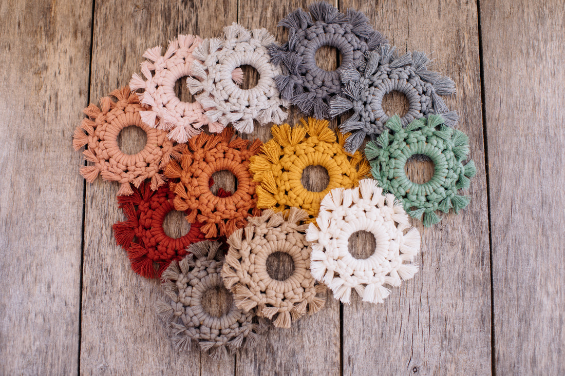 small colorful macrame stars