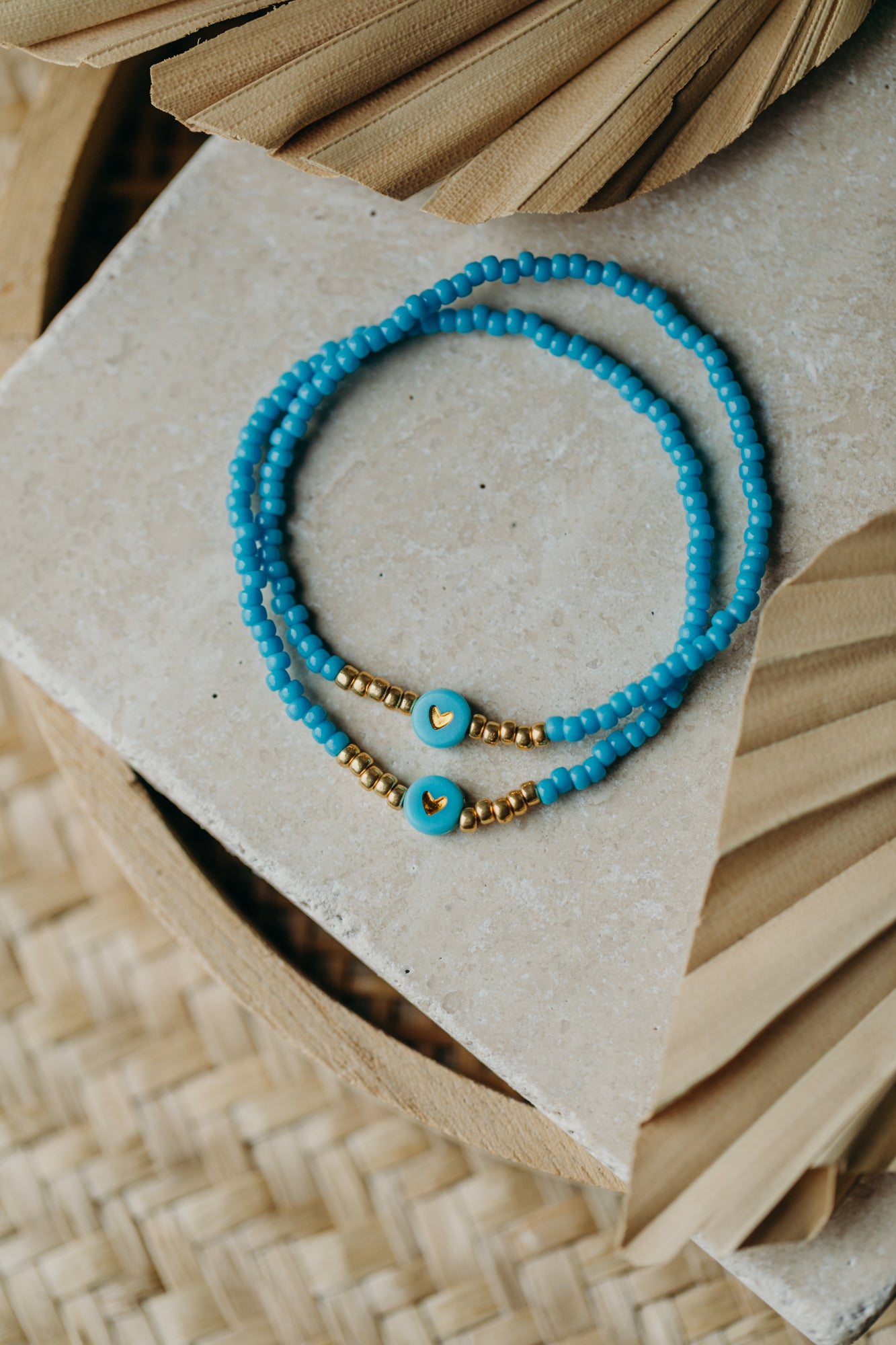 Herz Perlenarmband in blau