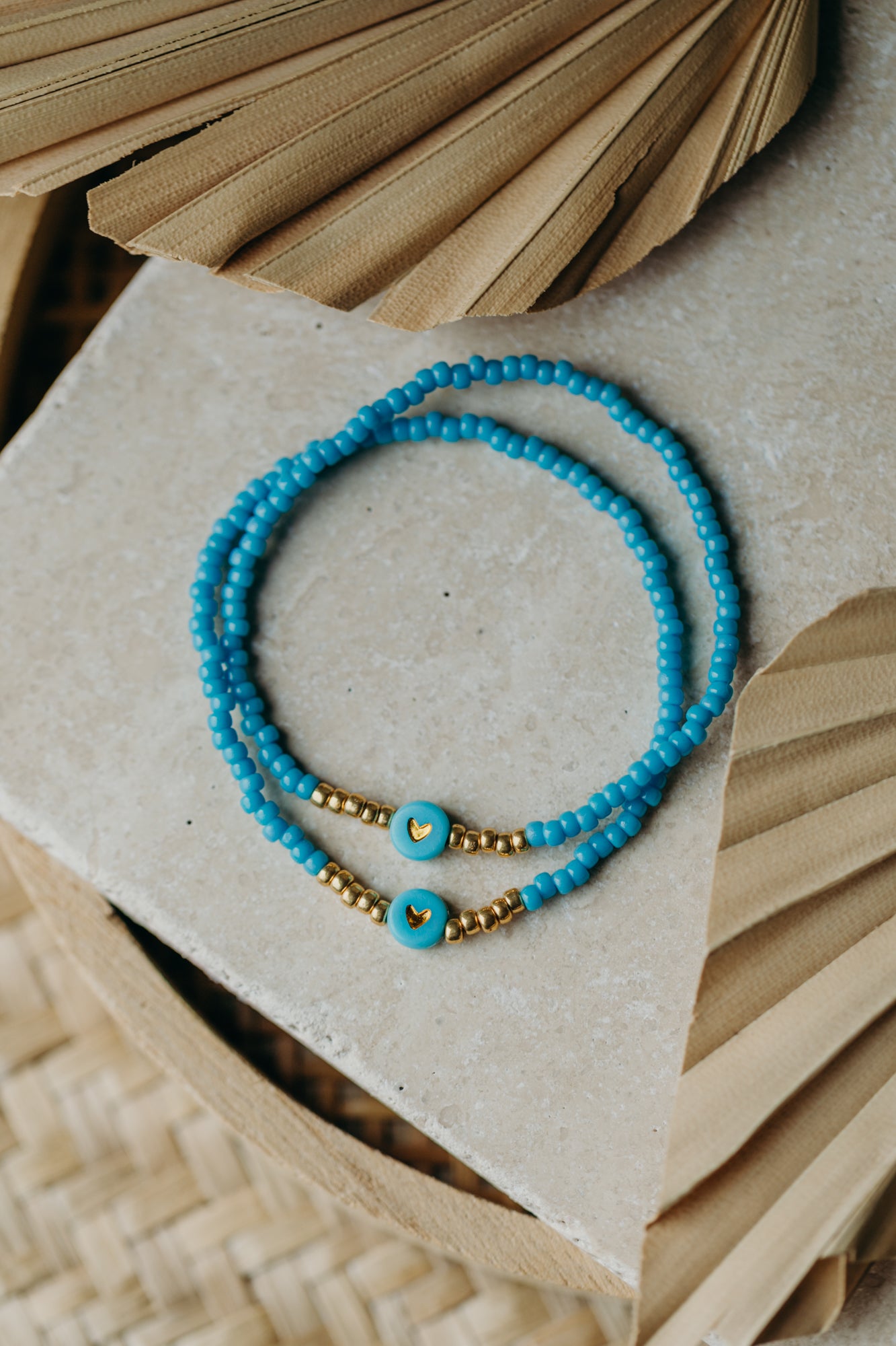 Herz Perlenarmband in blau
