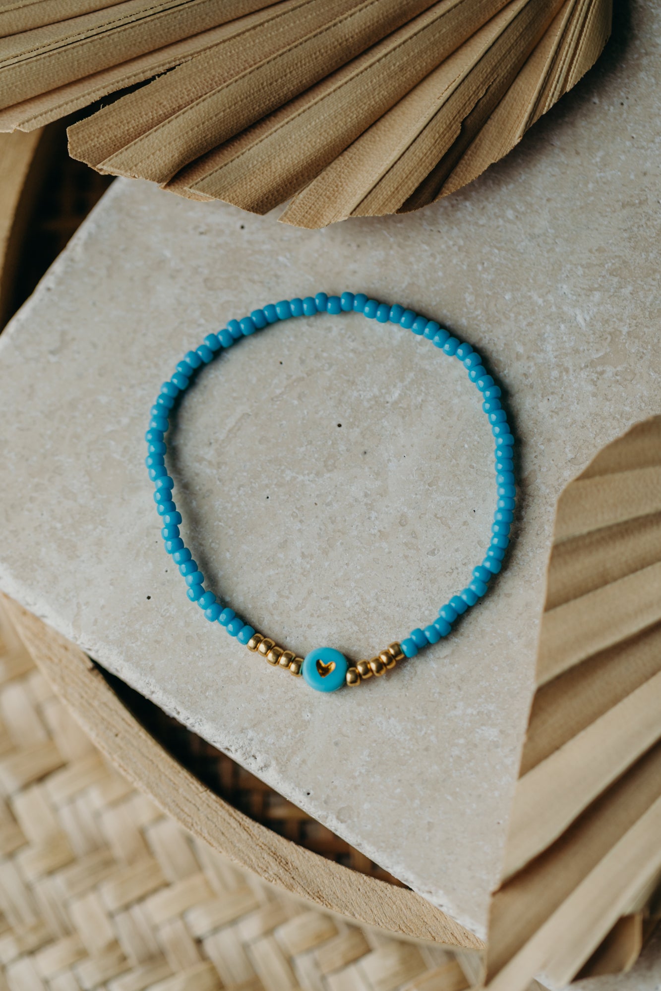Herz Perlenarmband in blau