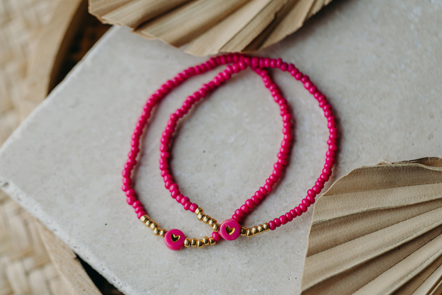 Herz Perlenarmband in pink