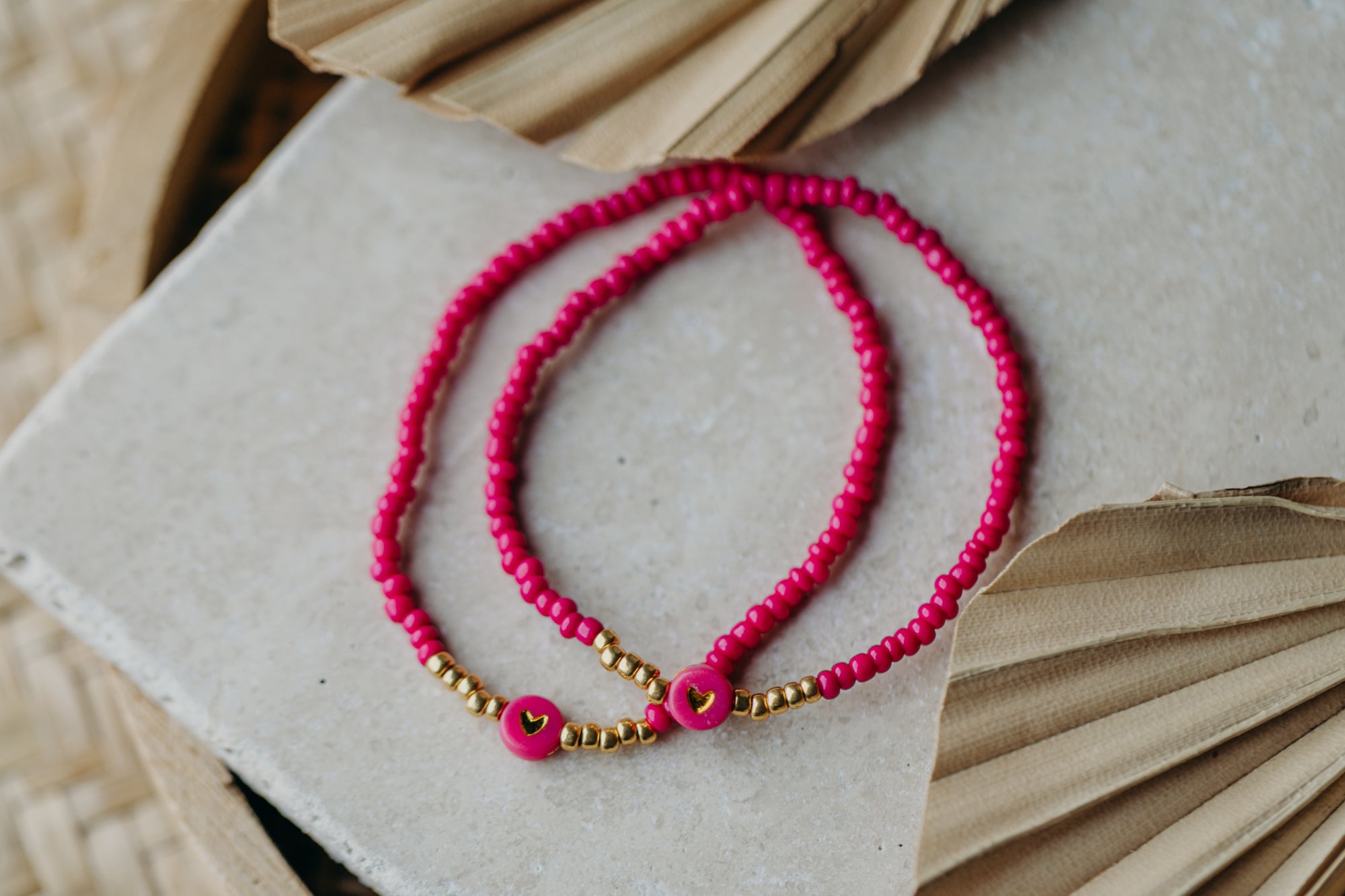 Herz Perlenarmband in pink