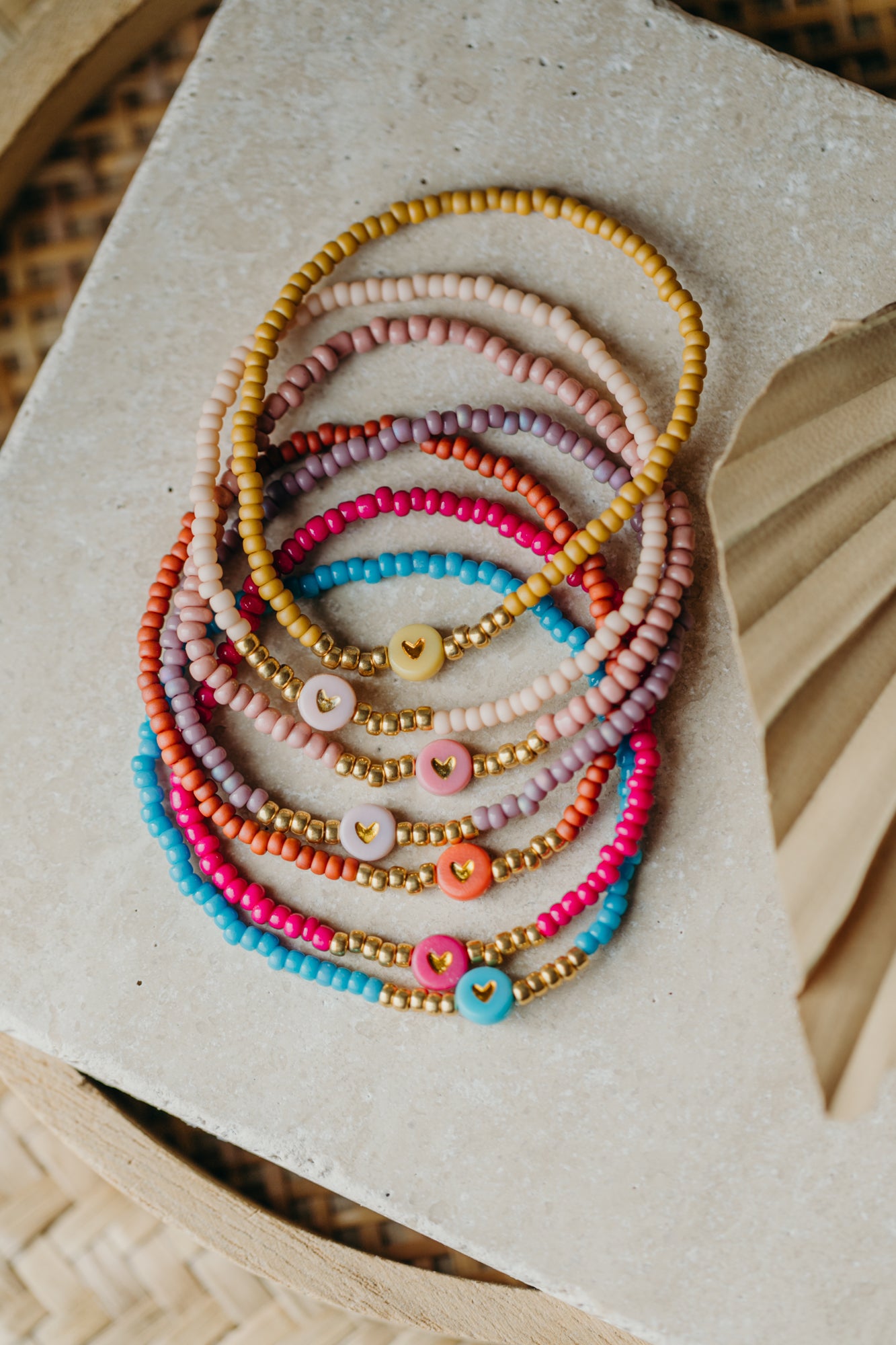 Herz Perlenarmband in mauve