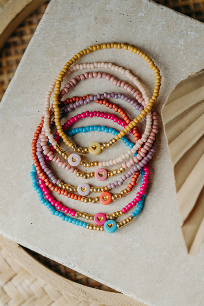 Herz Perlenarmband in mauve