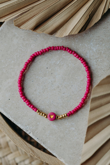 Herz Perlenarmband in pink