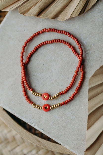 Herz Perlenarmband in rot